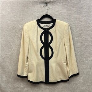 Vintage Bill Blass Cream and Black Elegant Suit Jacket